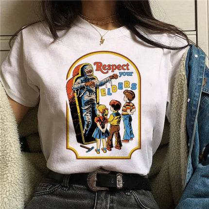 Harajuku Funny Female T-shirt Satan Vintage Graphic Tees Dogs Mommy Can We Keep Him Fashion Short Sleeve T Shirt Women Tops