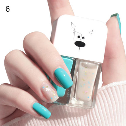 Manicure Water-based Bright Scrub Can Tear Gemini Nail Polish Two Bottles Set Twin Nail Polish Combination Glitter Nal Art Tools