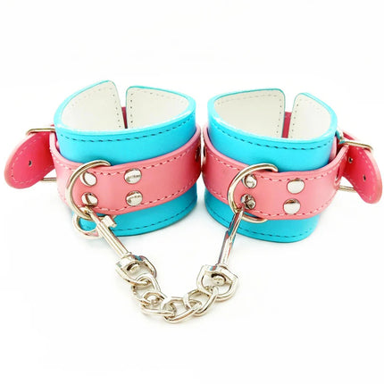 Adjustable PU Leather Handcuffs Ankle Cuff Collar Bdsm Toys Bondage Set Sex Toys Restraints Exotic Accessories Adult Toys