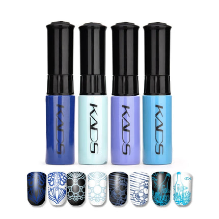 KADS 5/4 Pcs Stamping Varnish Set Nail Stamping Polish Kit Black Nail Art Polish Manicure Stamping Lacquer for Template Nails