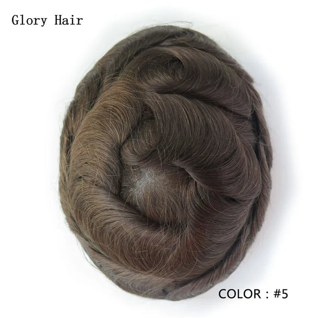 0.12-0.14mm Injected Thin Skin 130%Density Man Hair Prosthesis Human Hair Male Toupee Wig Adult Capillary Prosthesis Hair System