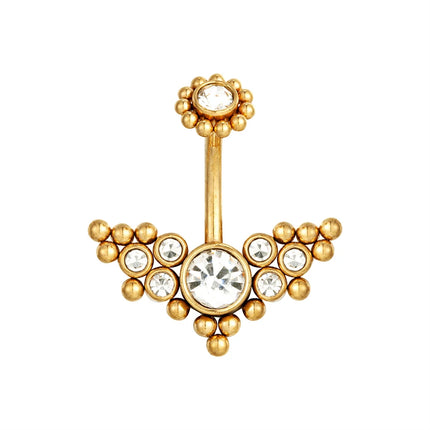 Zircon Golden Belly Button Rings Stainless Steel Piercing 14G 1.6mm 10mm Navel Bar Body Jewelry Men Women Sexy Beach Accessories