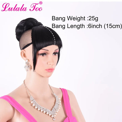 Synthetic Fake Hair Bun And Bang Set Heat Resistant Fiber Chignons HairPiece Ponytail Wig For Women Clip in Hair Extension
