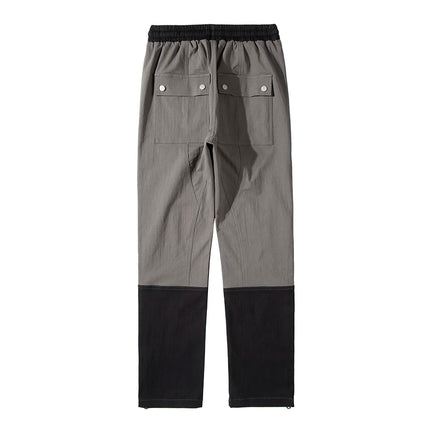 Ankle Zipper Color Block Streetwear Straight Casual Cargo Pants for Men Drawstring Harajuku Oversize Hip Hop Loose Trousers