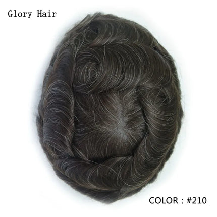 0.12-0.14mm Injected Thin Skin 130%Density Man Hair Prosthesis Human Hair Male Toupee Wig Adult Capillary Prosthesis Hair System