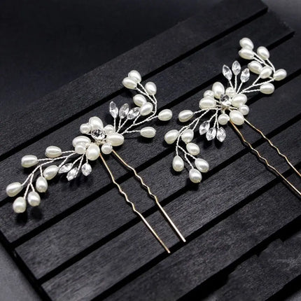 Crystal Pearl Tiaras Hairbands Hairpins Bridesmaid Diamante Vine Decoration Hair Accessories Bridal Wedding Jewelry Headwear