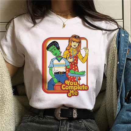 Harajuku Funny Female T-shirt Satan Vintage Graphic Tees Dogs Mommy Can We Keep Him Fashion Short Sleeve T Shirt Women Tops
