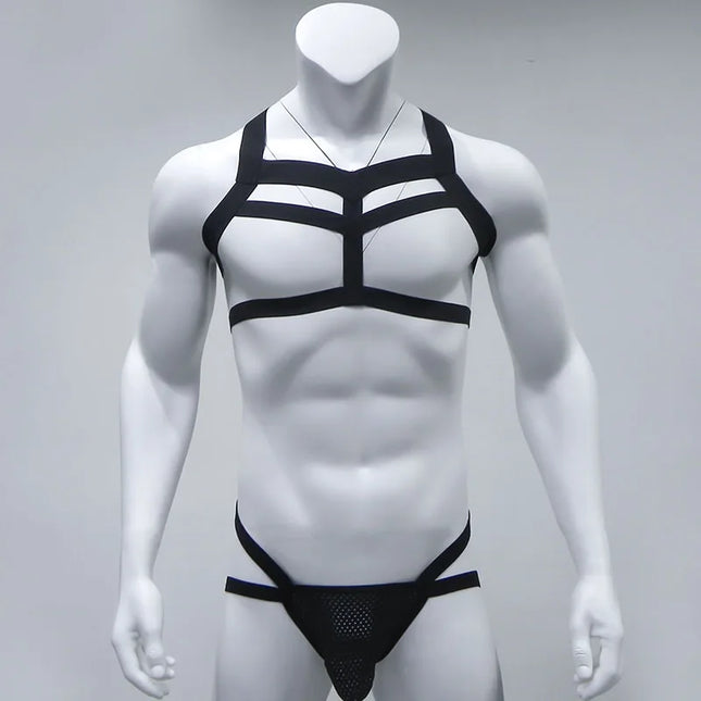 Bondage Men Harness Thong Set Man Body Chest BDSM Jockstraps Costume Jock Strap Fetish Lingerie Halter Neck Clothing