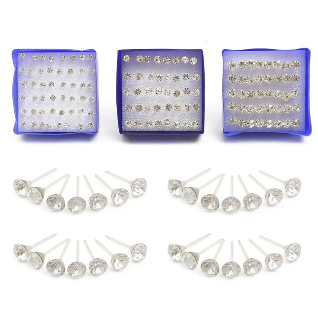 20pairs/set Crystal Stud Earrings Set colorful Plastic Earring for Women Silver Color Small Piercing Jewelry 2.5/3/4/5/6mm