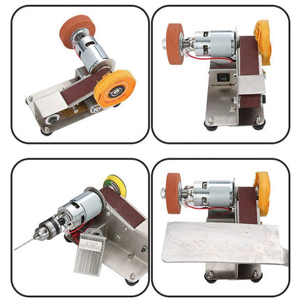 Multifunctional Mini Electric Belt Sander DIY Cutter Edges Sharpener  Adjustable Speed Polisher Machine 10PCS Belt 110V/220V