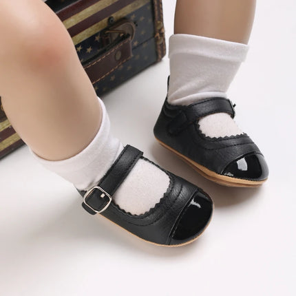 Breathable Newborn Baby Shoes Baby Boy Girl Shoes Girl Classic Bowknot Rubber Sole Anti-slip PU  Toddler Shoes First Walker