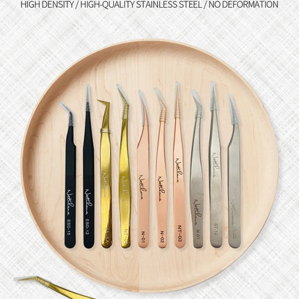 NATUHANA Anti-static Straight Eyelash Extension Tweezers Industrial Precision Curved Straight Lash Eyebrow Tweezers Makeup Tools