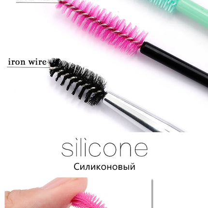 50Pcs Eyelash Extension Disposable Eyebrow Brush Mascara Wand Applicator Spoolers Eye Lashes Cosmetic Brushes Set Makeup Tools