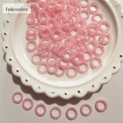 100pcs Assorted Pink ABS Pearl Bow Heart Flatback Cabochons DIY Resin Shaker Charms Molds Stuff Moon Star Slime Fillings Fillers