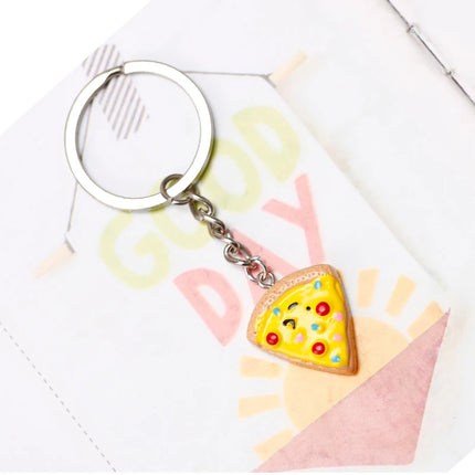 Unisex 6-piece Keychain Cute Pizza Alloy Pendant Can Be Used For Backpack Car Key Accessories Key Chain Jewelry Gifts