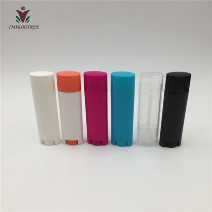50pcs/lot 5ml 5g White Oval Plastic Empty Oval Lip Balm Tubes Deodorant Containers Clear Lipstick Fashion Lip Tubes