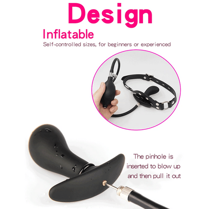 Inflatable Silicone Penis/Ball Gag Oral Dildo Open Mouth Plug Expandable Pump Big Anal Butt Plug Vibrator BDSM Flirt Sex Tools