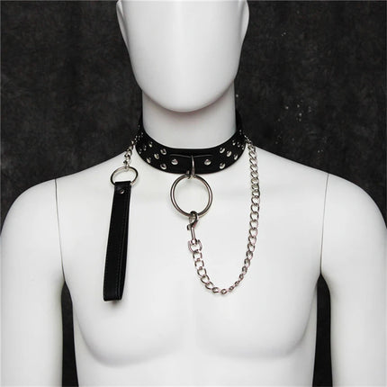 Fetish Gay Toys Slave Collar with Leash Adult Puppy Play Games Leather Collar Neck Bondage Cuffs BDSM Sex Toys for Men Gay