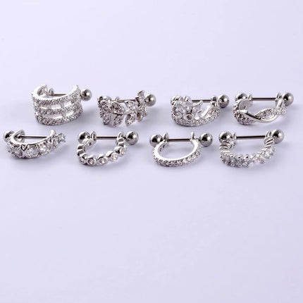 1pc Ear Tragus Cartilage Ring Stainless Steel Barbell With Cz Hoop Cartilage Cuff Piercing Helix Daith Rook Lobe Earrings