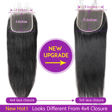 16-24inch Bone Straight 13x4 13x6 Lace Frontal HD Transparent 4x4 5x5 6X6 HD Lace Closure Brazilian Remy PrePlucked Baby Hair