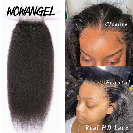 WOWANGEL HD Lace Invisible Real HD Lace Kinky Straight 13x4 13x6 HD Lace Frontal Only Pre Plucked 5x5 6x6 Lace Closure Melt Skin