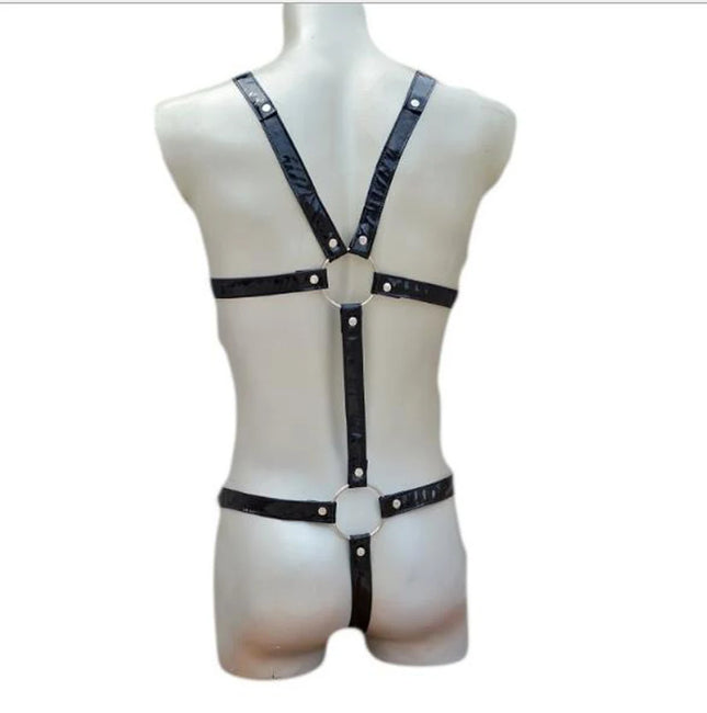 Men's Sexy Faux Leather/PU Tights Jumpsuit ZJH334