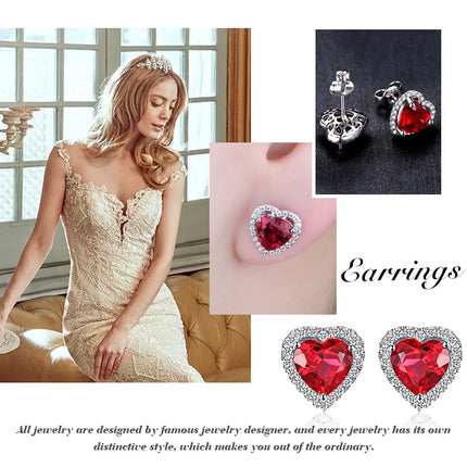 JewelryPalace Heart Love 2.5ct Created Red Ruby 925 Sterling Silver Ring for Women Gemstone Jewelry