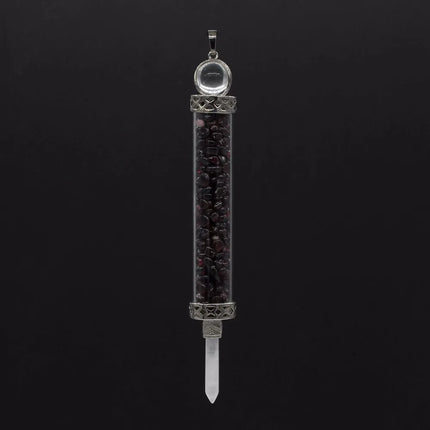 KFT Natural Healing Crystal Quartz Tourmaline Lapis Lazuli Long Pillar Wishing Bottle Reiki Stone Pendulum Pendant Jewelry