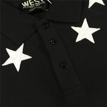 High New Novelty 2021 Embroidered 7 4 Stars Collar Cute Crown Casual Polo Shirts Shirt Skateboard Cotton Polos Top Tee 046