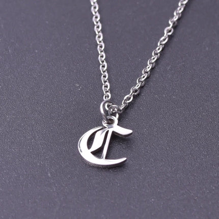 2pcs Stainless Steel Initial Necklace For Men Women Chain Old English Pendant 26 Letters Statement Necklaces Jewelry Couple Gift