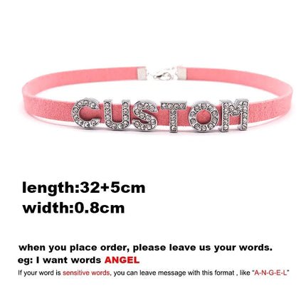 Rhinestone Letter DADDY QUEEN Personalized Custom Name Necklace for Women Fashion Leather Choker Collar DIY Cosplay Jewelry Gift