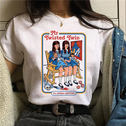 Harajuku Funny Female T-shirt Satan Vintage Graphic Tees Dogs Mommy Can We Keep Him Fashion Short Sleeve T Shirt Women Tops