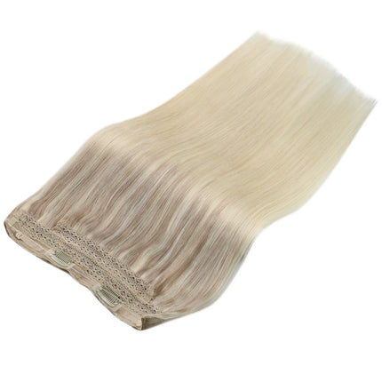 VeSunny Fish Wire Hair Extensions Natural Human Hair Brown Machine OnePiece Hair Extension Invisible Fishing Wire with 2 Clips