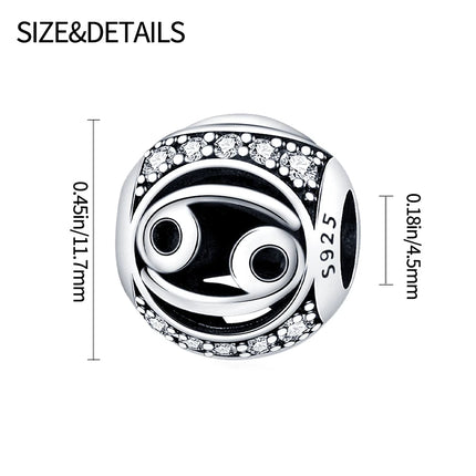 Hot Sale 925 Sterling Silver 12 Constellation Beads Charm Fit Original Pand 3mm Bracelet For Women Jewelry Birthday Fashion Gift