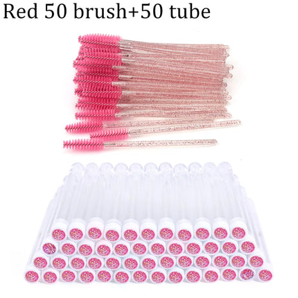 Reusable Eyebrow Brush Tube Eye Lash Brush Replaceable Mascara Wands Dust-proof Sparkling Diamond Eyelash Extension Makeup Tools