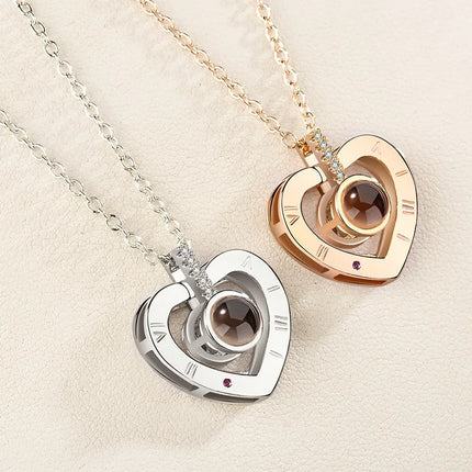 Letter Necklace 100 Languages I Love You Projection Pendant Necklace Women Jewelry Best Friends Collier Femme Bijoux Gifts