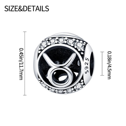 Hot Sale 925 Sterling Silver 12 Constellation Beads Charm Fit Original Pand 3mm Bracelet For Women Jewelry Birthday Fashion Gift