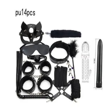 Handcuffs Collar Whip Gag Nipple Clamps BDSM Bondage Rope Erotic Adult Sex Toys For Woman Couples Anal Butt Plug Tail