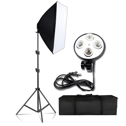 SH Photography Softbox Lighting Kit Four Lamp Softbox Kit 50x70CM Soft Box Equipment E27 Base For Photo Studio Kit Shooting