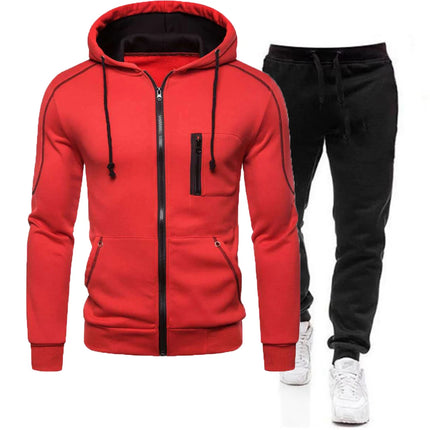 Men's Autumn Winter Tracksuit Zipper Hoodie and Pants 2 Piece Casual Sportswear Jogger Running Suit Fitness Sweatshirt Cardigian