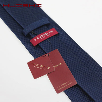HUISHI 8CM 8 Styles Men's Solid Dark Blue Neck Tie 6cm Waterproof Jacquard Necktie Daily Wear Cravat Wedding Party For Men