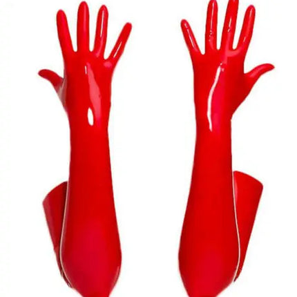 Free shipping !!! Hot Wrist seamless black / red latex opera long latex gloves fetish latex gloves