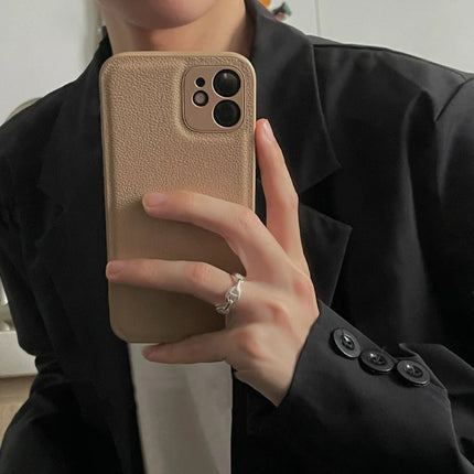 Korea Personalise Name Letters Leather PU Soft Phone Case For iPhone 15 14 13 12 11 Pro X XS Max XR 7 8 Plus Luxury Plain Cover