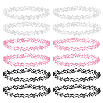 ZS 12Pcs Vintage Stretch Choker Necklace Lady Girl Tattoo Choker Necklace Punk Retro Gothic Elastic Necklaces for Women