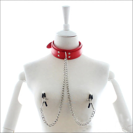 Leather Choker Neck Collar Metal Chain Nipple Breast Clamp Clip Bdsm Bondage Slave Erotic Sex Toys For Women Couples Adult Games