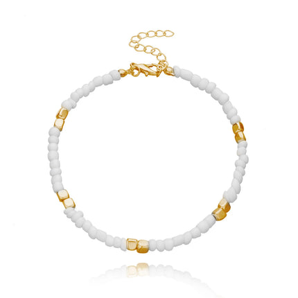 Bohemian Colorful Glass Beaded Anklet For Women Handmade Anklets on the leg Summer Beach Barefoot Jewelry Gift 21cm long,1 Piece