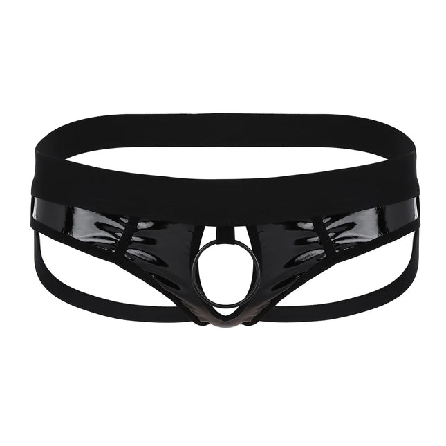 Mens Wetlook G-string Briefs Lingerie Bulge Pouch Latex Sexy Panties Jockstrap T-Back Letter Print Waistband Thongs Underwear