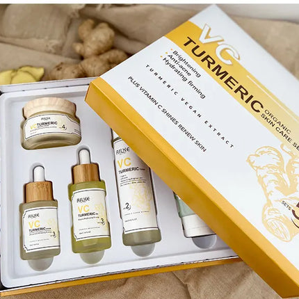 AILKE Organic Turmeric Whitening Skin Care Set, with Vitamin C, Clean Skin, Reduce Acne, Hydrating and Firming for Women