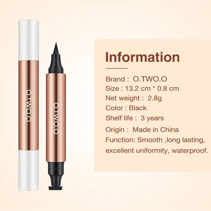 O.TWO.O Eyeliner Stamp Black Liquid Eyeliner Pen Waterproof Fast Dry Double-ended Eye Liner Pencil Make-up for Women Cosmetics