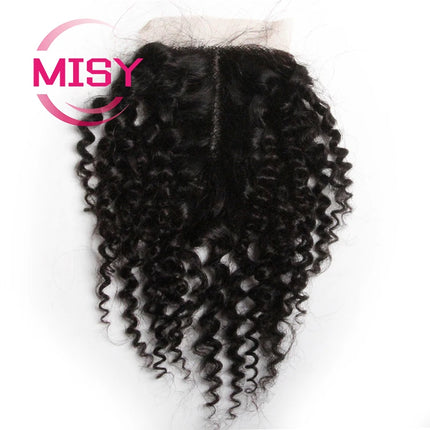 Curly Human Hair Closure Brazilian Hair Weave Curly / Body Wave T Part Lace Closure Only Middle Part